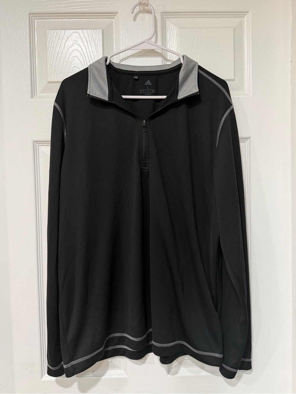 adidas Men’s Black Zip-Up Performance Sweater with Gray Trim